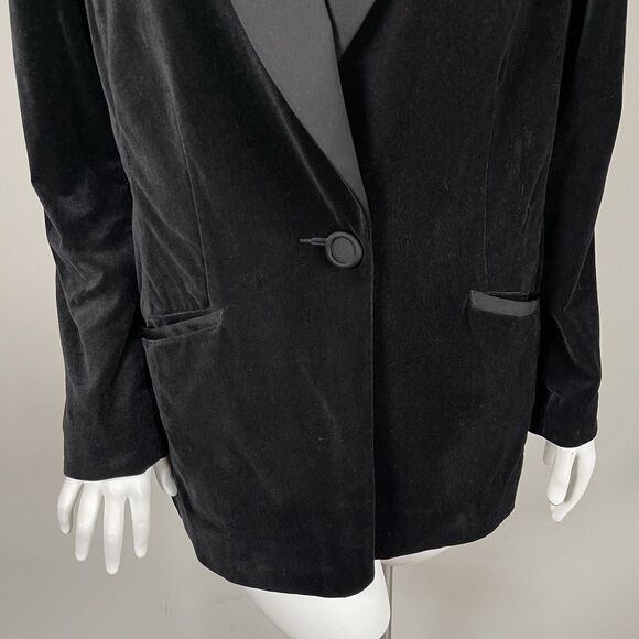 Cabi Black Velvet Tuxedo Blazer Jacket Women's L Business Party Preepy Gala - Picture 3 of 16